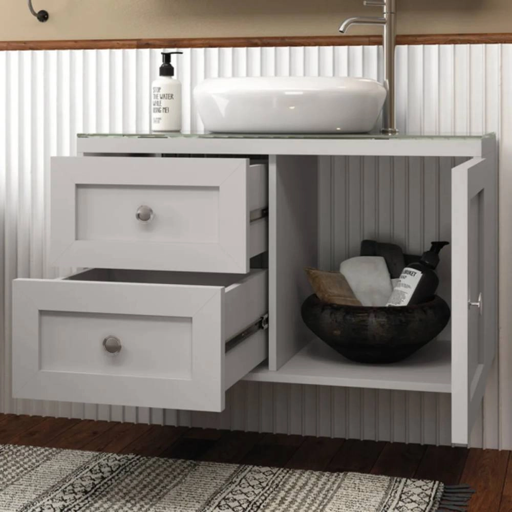 Astral Gabinete Provencal 80 Cinza Matt C/tampo De Vidro