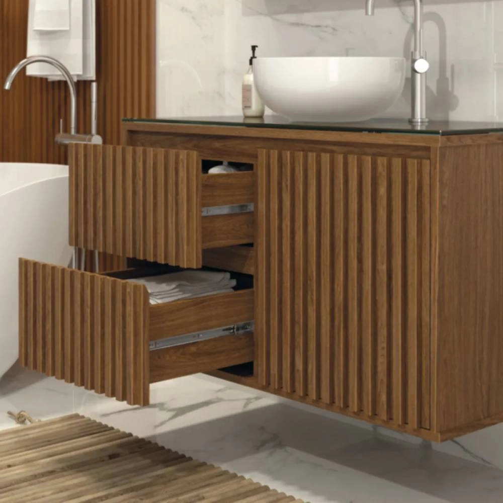 Astral Gabinete Ripado 80c/tampo De Vidro - Freijo