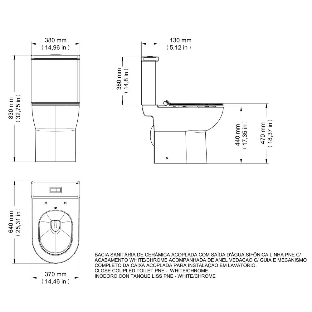 Bacia com caixa acoplada Benefit Branco Docol + Assento PNE 