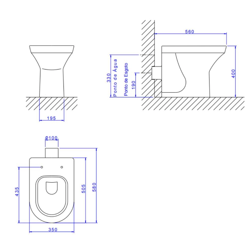Bacia Convencional com Saída Horizontal Branco Nuova Deca P.131.17
