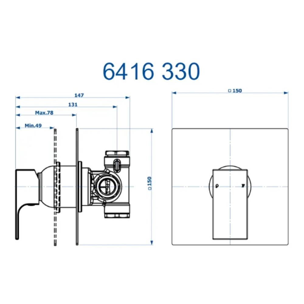 Base Monocomando para Chuveiro Retta Fani 6416 BK330
