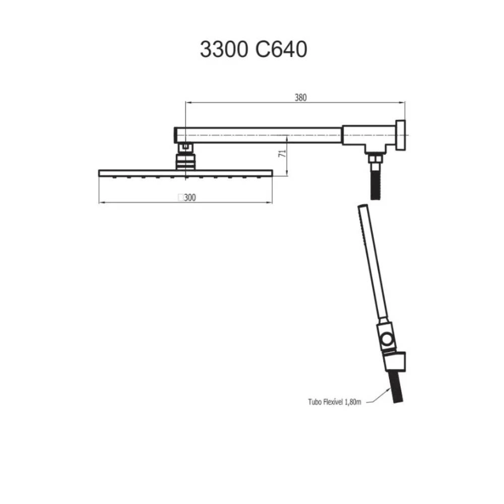 Chuveiro Articulado com Desviador Eros Fani 3300 BK640 
