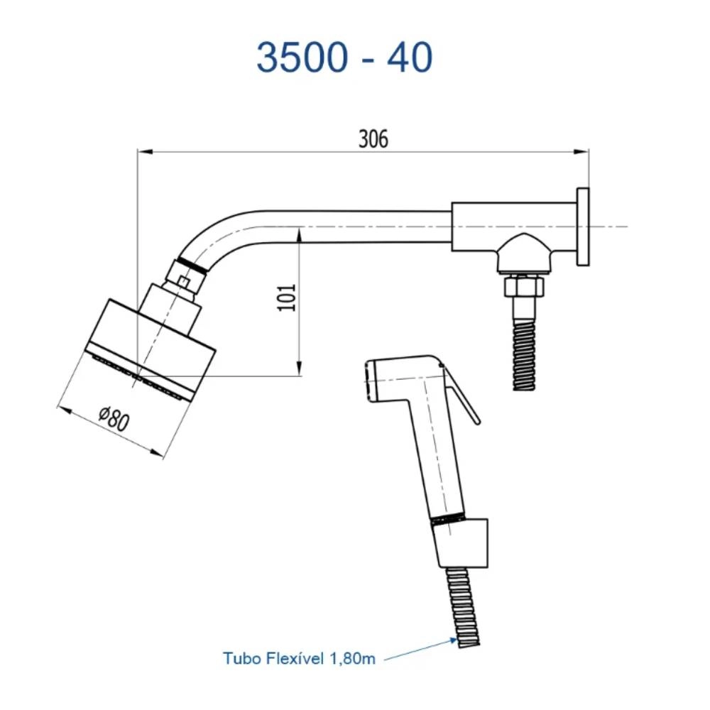 Chuveiro Articulado de Parede com Desviador – Ouro Fino Fani 3500 CC40 