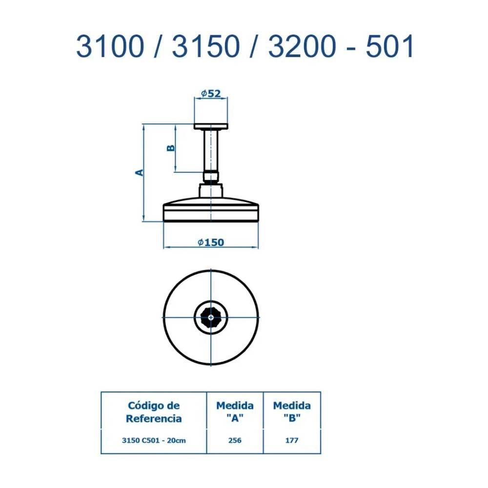 Chuveiro Articulado de Teto Autolimpante com Haste de 20cm Fani 3150 RV501