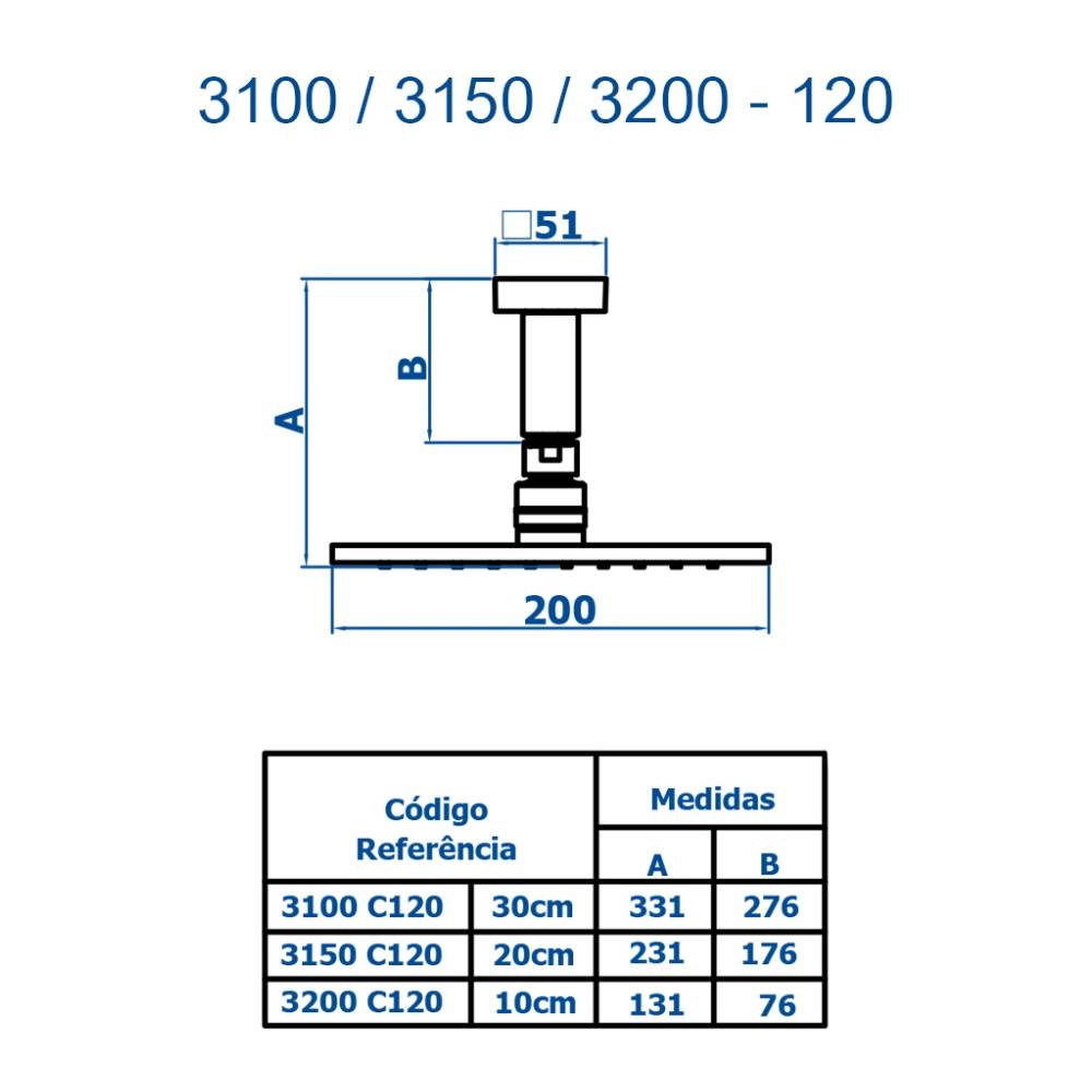 Chuveiro Articulado de Teto Fani 3200 RV120