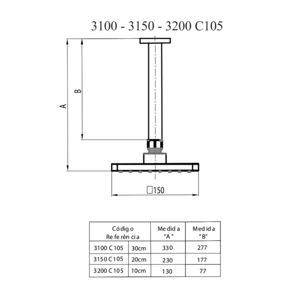 Chuveiro Articulado de Teto Hera Fani 3150 C105