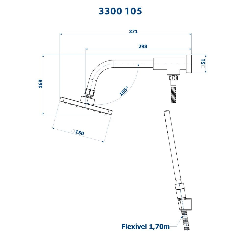 Chuveiro Articulado Fani com Desviador 3300 C105 Chuveiro Articulado Fani com Desviador 3300 C105