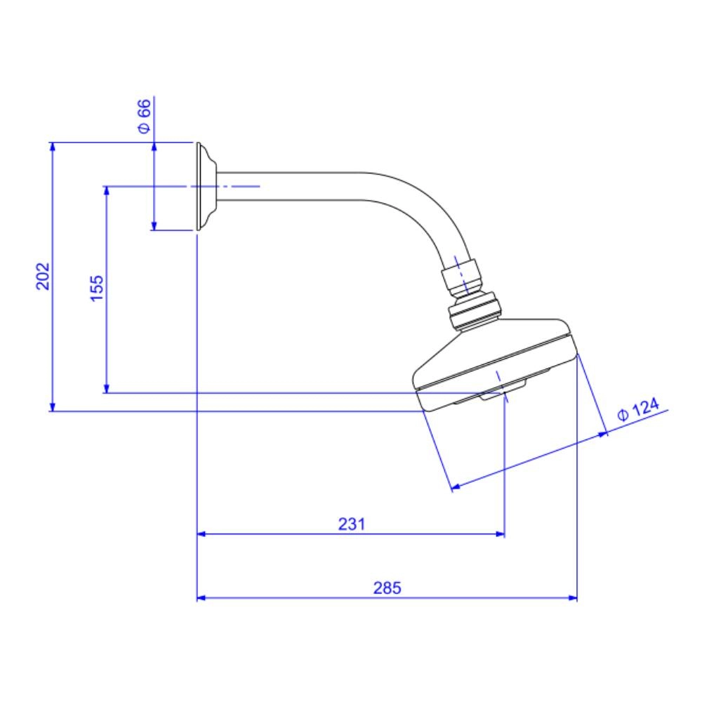 Chuveiro com Tubo de Parede Acqua Plus Standart Black Matte 1990.BL.STD.MT