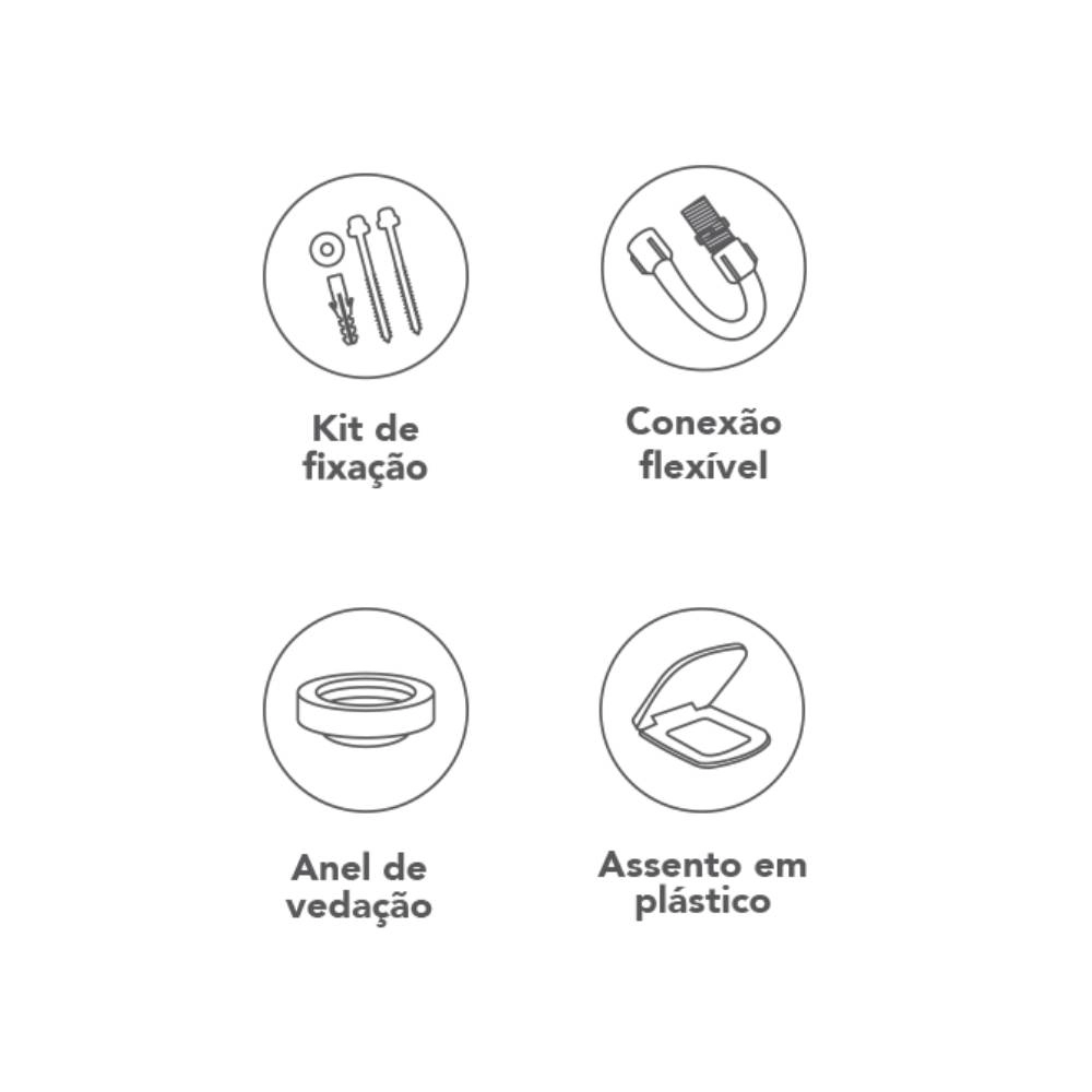 Combo Lirio Fiore  bacia + caixa acoplada 55KT77-8FB Preto