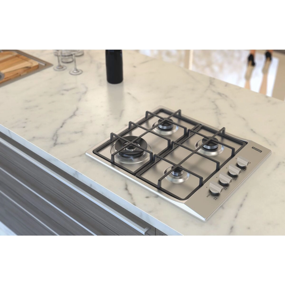 Cooktop a Gás Tramontina Square em Aço Inox com Trempes em Ferro Fundido e Acendimento Superautomático 4 Queimadores
