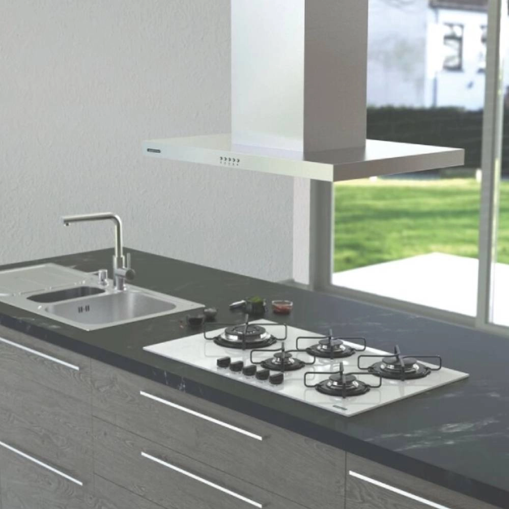 Cooktop a Gás Tramontina Penta Side Plus em Vidro Temperado Branco com Trempes em Aço Carbono e Acendimento superautomático e 5 Queimadores