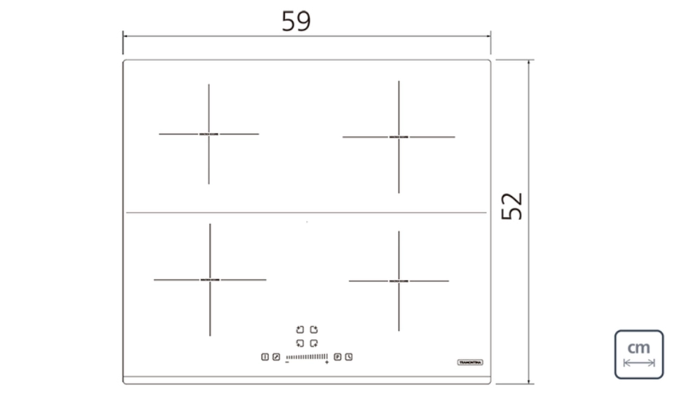 Cooktop por Indução Tramontina Square Slider B 4EI 60 Vitrocerâmico com 4 Áreas de Aquecimento e Comando Touch