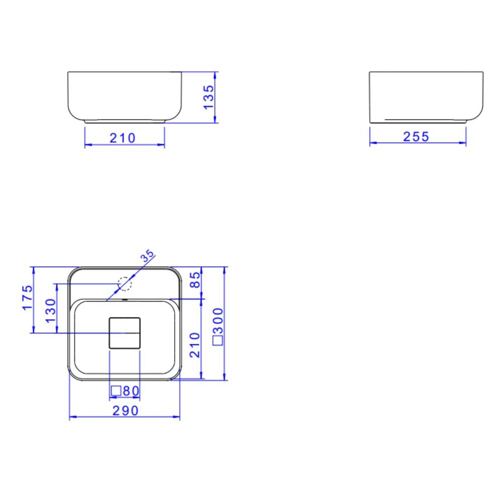 Cuba de Apoio Deca com Mesa Quadrada 30cm Slim Branco L.11030.M.17