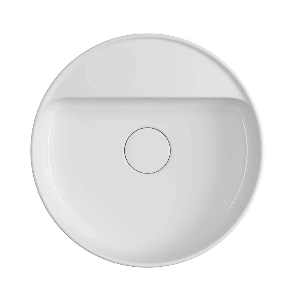 Cuba de Apoio Redonda com Mesa Deca 40x40cm Branco Slim L.12040.M.17