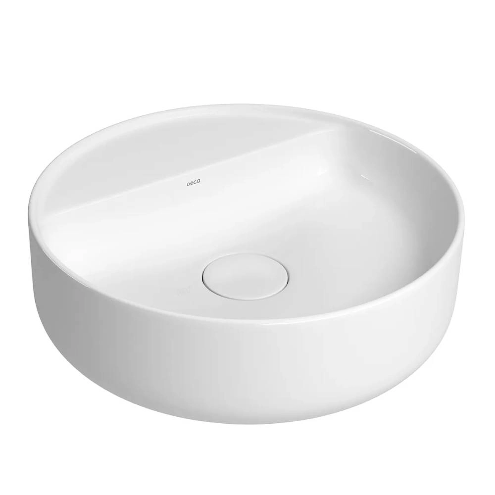 Cuba de Apoio Redonda com Mesa Deca 40x40cm Branco Slim L.12040.M.17