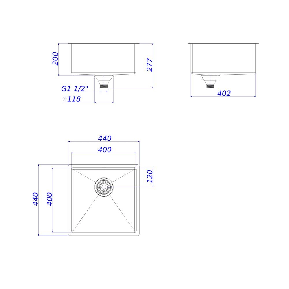 Cuba de Cozinha Quadrada Deca 40x40cm Suprema Inox CC.660.40.INX