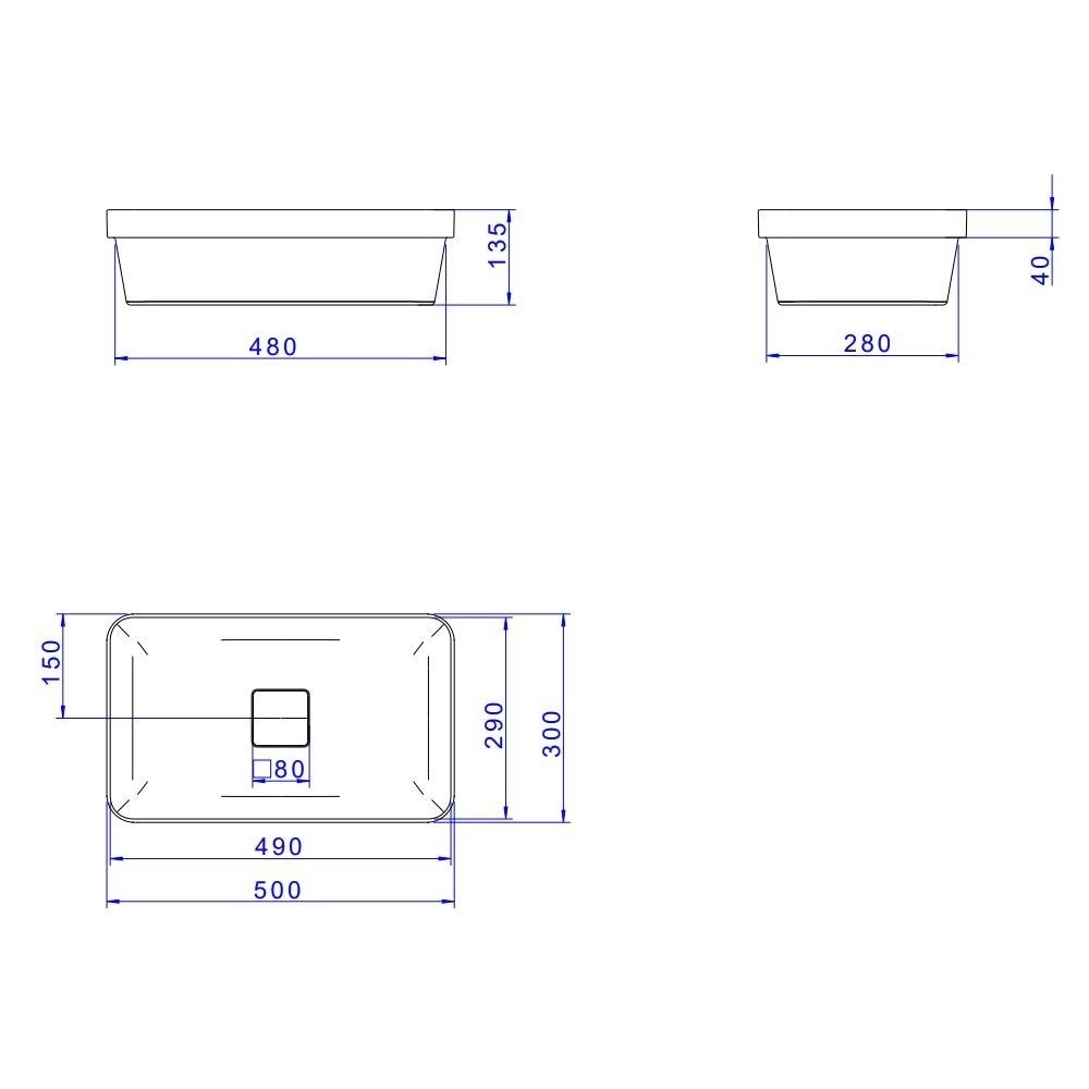 Cuba de Sobrepor Retangular Deca 30x50cm Branco Slim L.23050.17