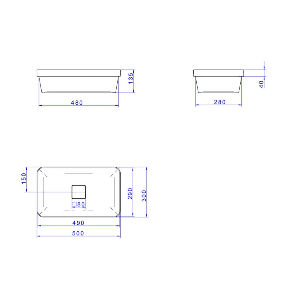 Cuba de Sobrepor Retangular Deca 30x50cm Ébano Fosco Slim L.23050.94 