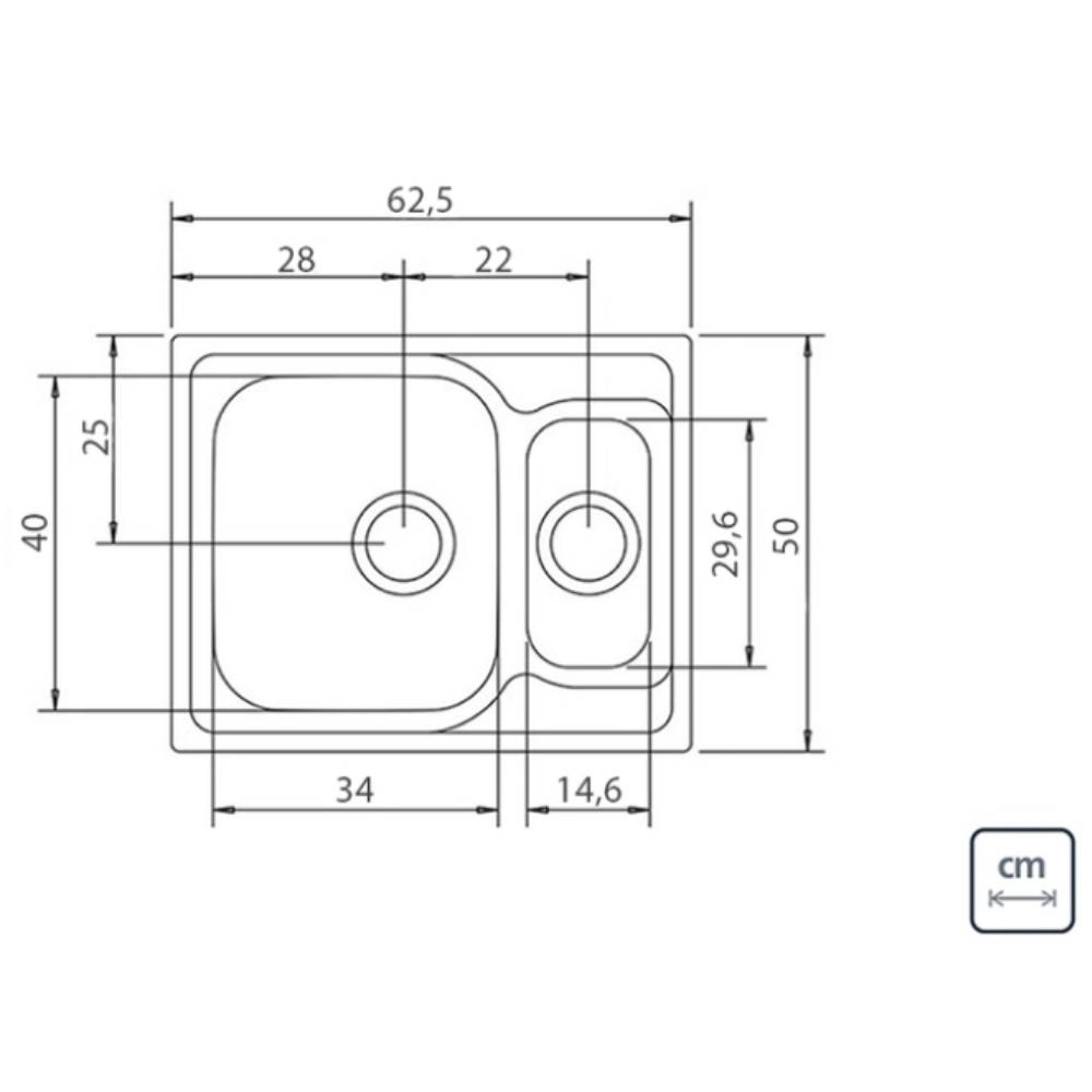 Cuba de Sobrepor Tramontina Marea 1.5C 34 em Aço Inox com Acabamento Escovado 62 x 50 cm com Válvula Cuba de Sobrepor Tramontina Marea 1.5C 34 em Aço Inox com Acabamento Escovado 62 x 50 cm com Válvula
