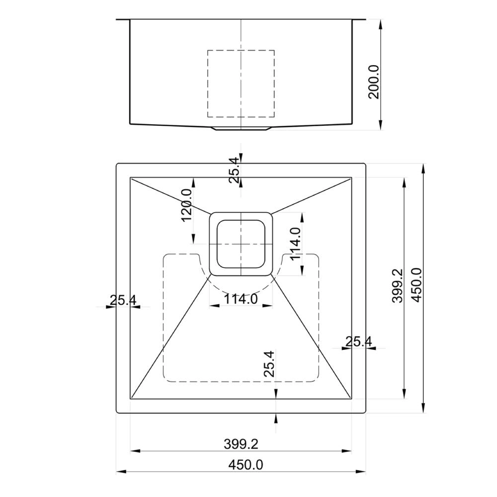 Cuba Inox Movel Lux 400 para Cozinha 45×45 Aço Escovado