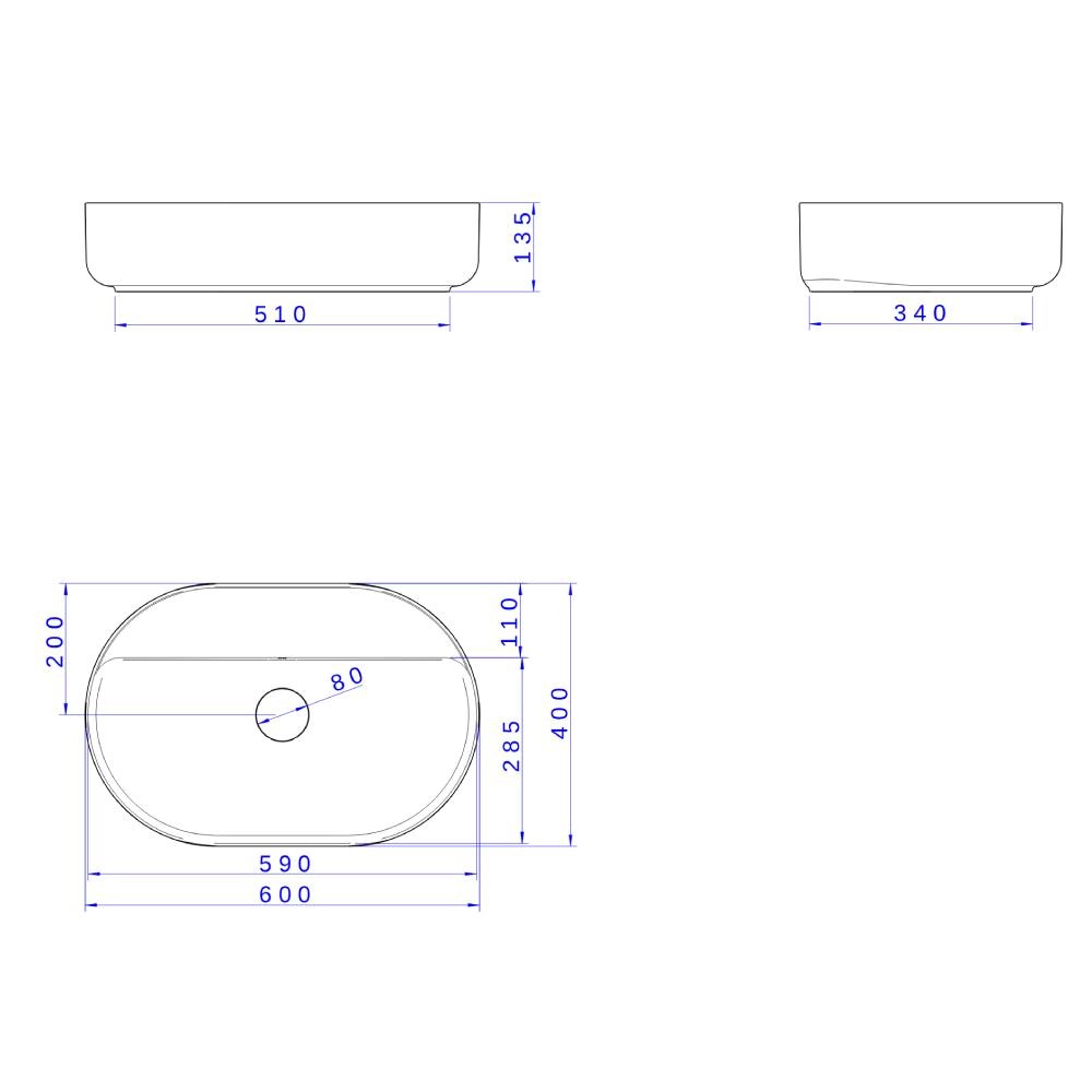 Cuba Oval de Apoio 60cm com Deck Branco Slim Deca L.14060.M.17