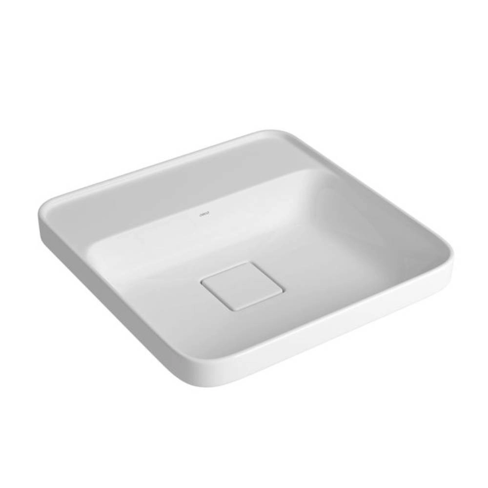 Cuba Quadrada Deca de Sobrepor 40cm com Deck Branco Slim L.21040.M.17