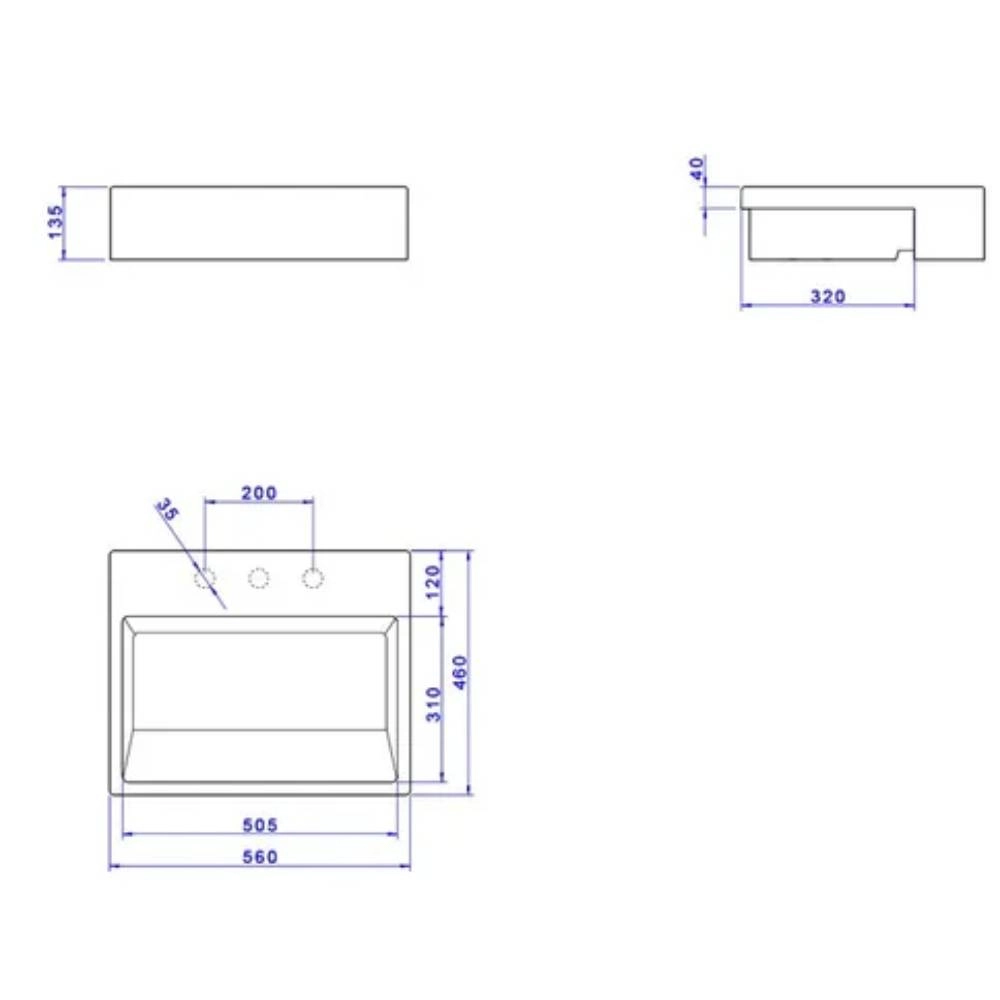 Cuba Semi Encaixe Deca Retangular 550x450 mm Gelo L.873.17