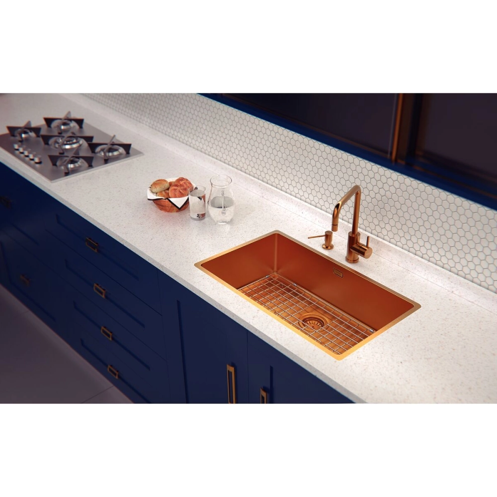 Cuba Tramontina Design Collection Quadrum em Aço Inox com Revestimento PVD Gold 70x40 cm