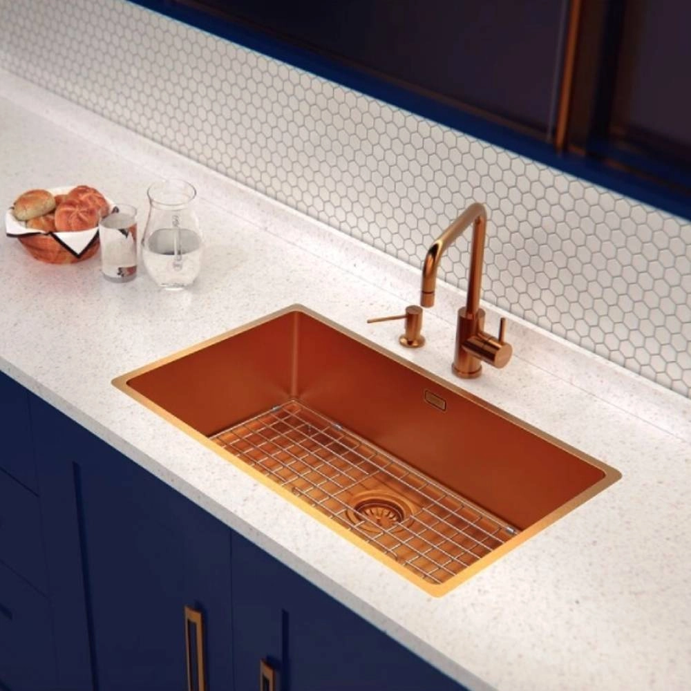 Cuba Tramontina Design Collection Quadrum em Aço Inox com Revestimento PVD Gold 70x40 cm