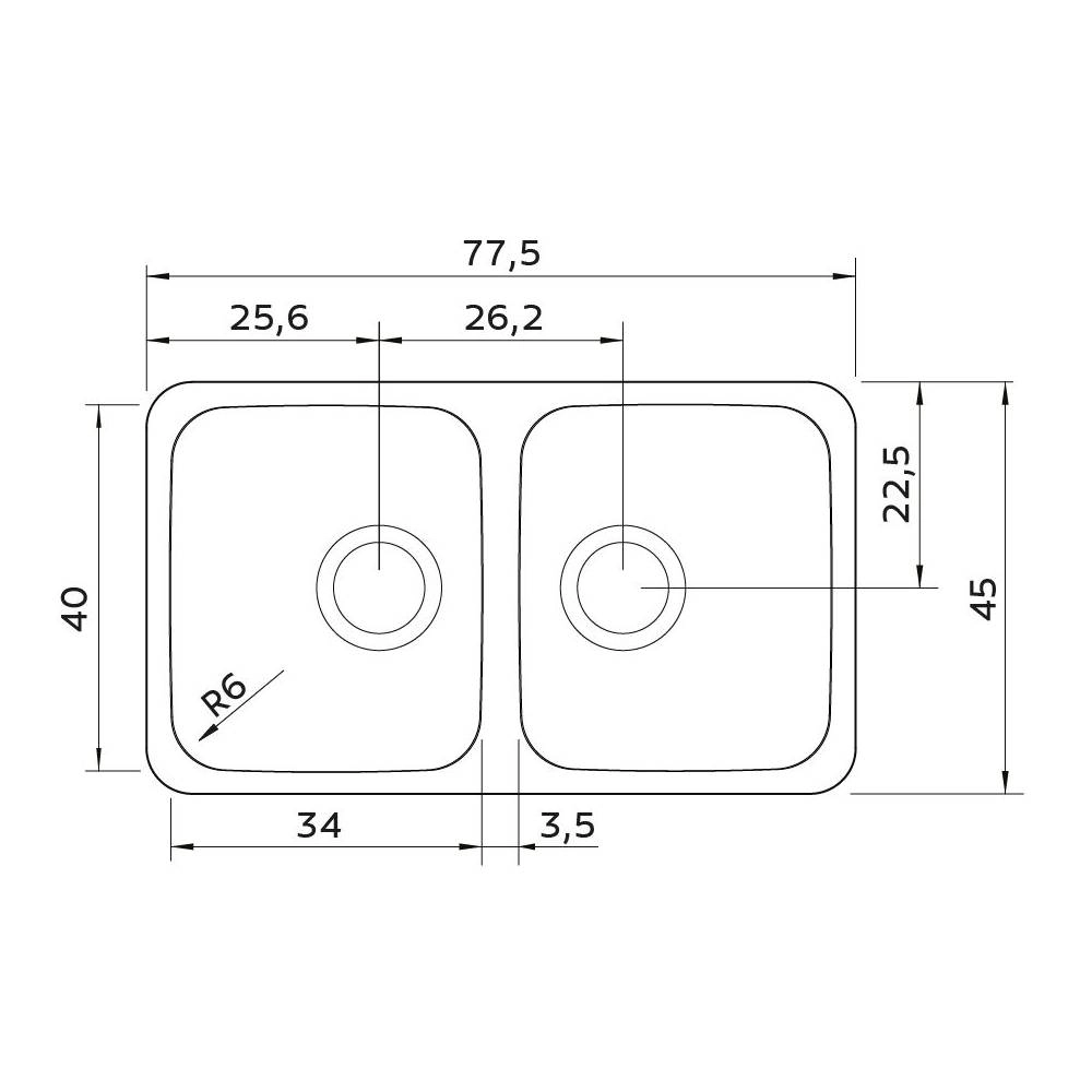 Cuba Tramontina Dora Duo 2C 34 BL em Aço Inox com Acabamento Escovado
