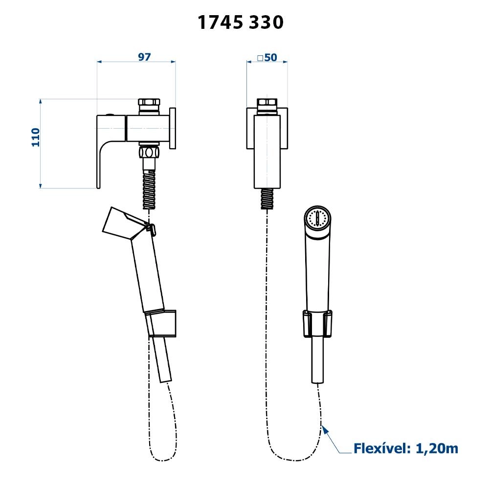 Ducha Higiênica com Derivação Retta Fani 1745 RV330 Ducha Higiênica com Derivação Retta Fani 1745 RV330