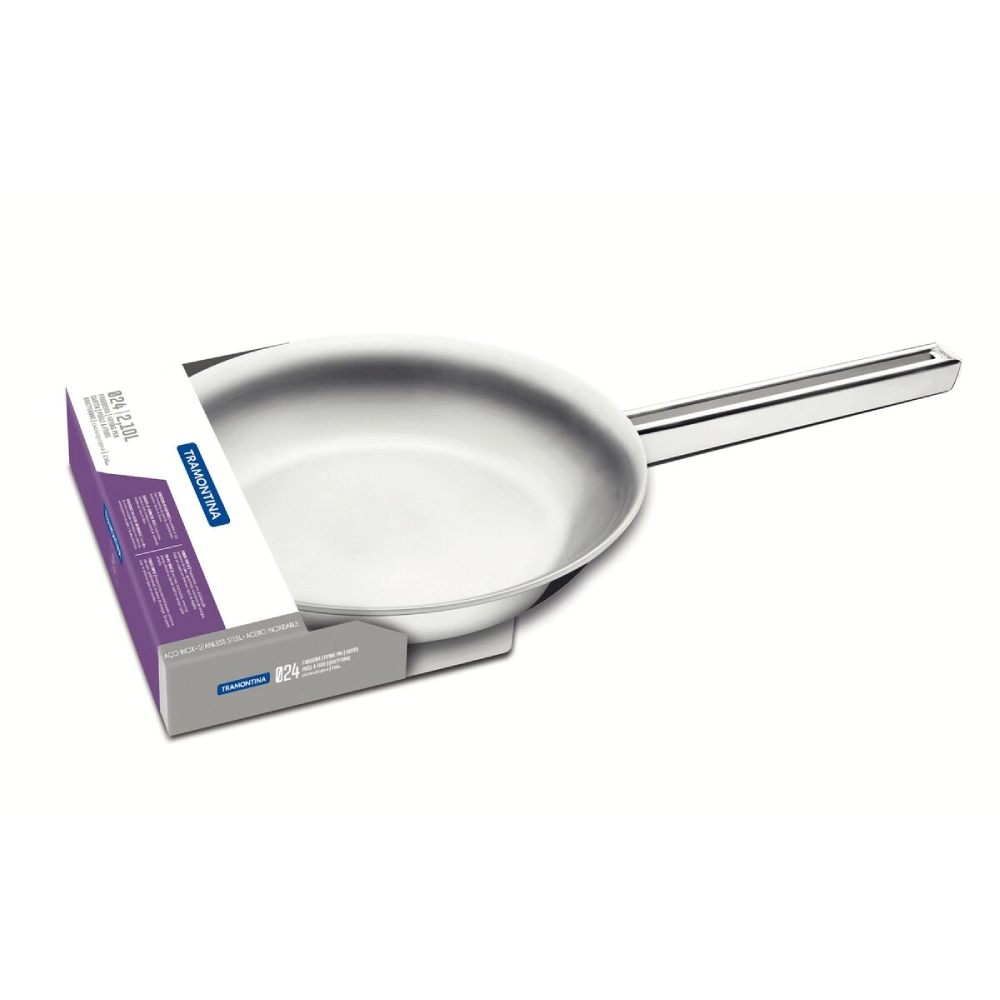 Frigideira Tramontina Brava em Aço Inox Fundo Triplo com Cabo 24 cm 2,1 L