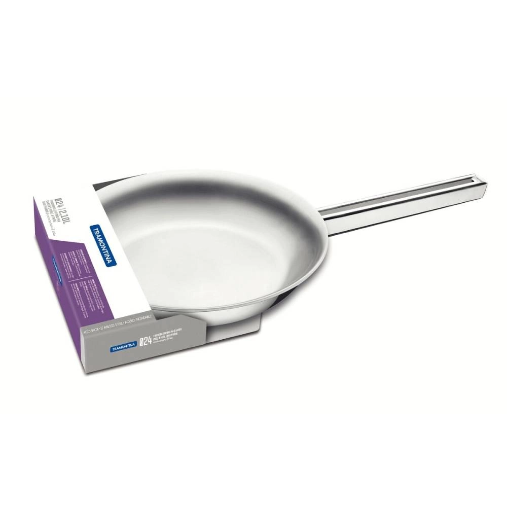 Frigideira Tramontina Brava em Aço Inox Fundo Triplo com Cabo 24 cm 2,1 L
