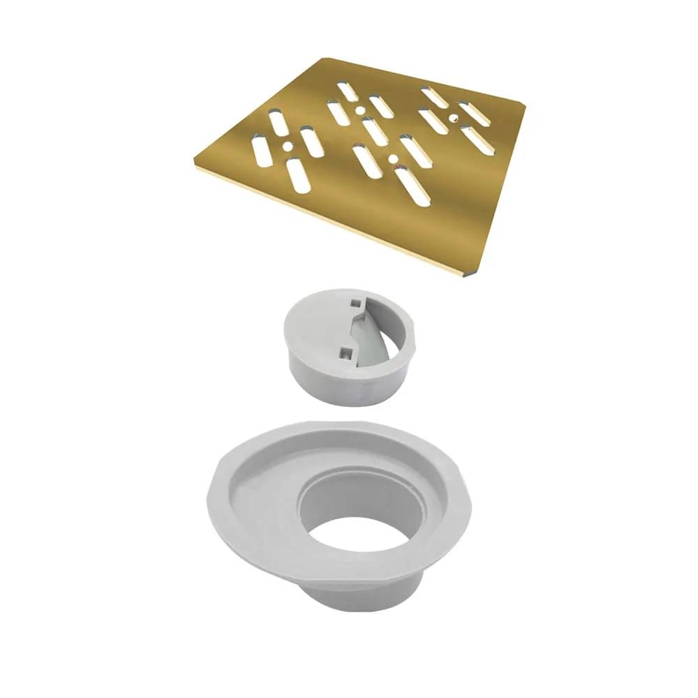 Grelha Quadrada para Caixa Sifonada 100mm Dourada 4023 Novii Ralo Linear Grelha Quadrada para Caixa Sifonada 100mm Dourada 4023 Novii Ralo Linear