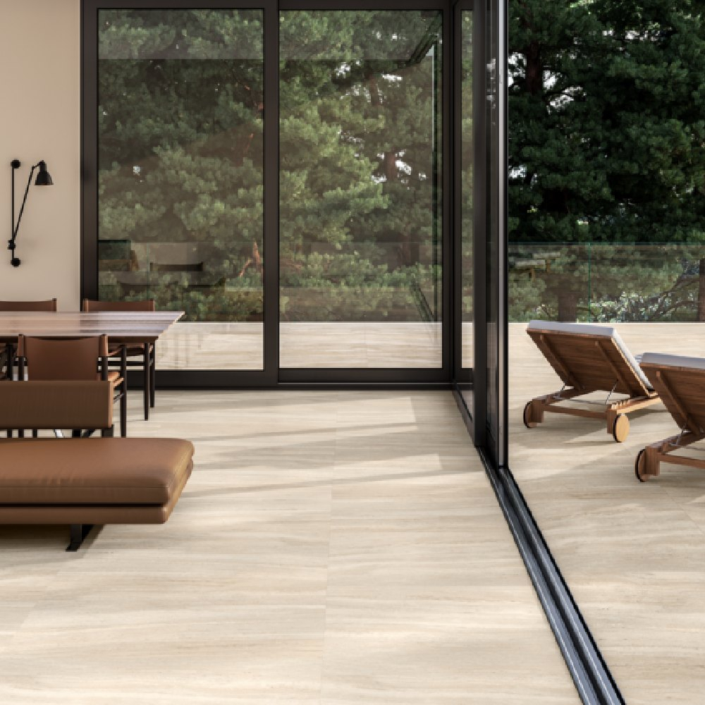 Incesa Porcelanato 80x80 Travertino Bege Cetim Retificado 