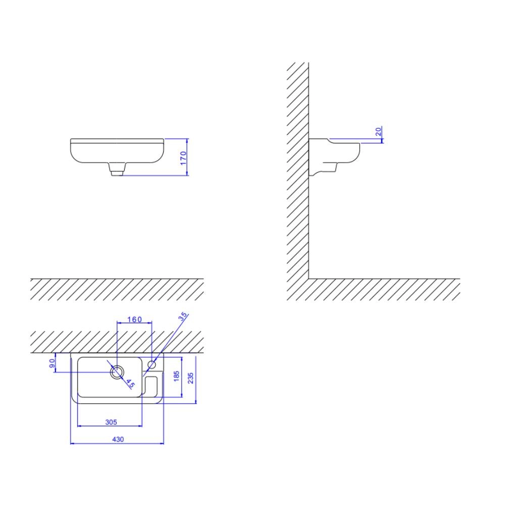 Lavatório Suspenso Branco Deca Izy L.100.17 Lavatório Suspenso Branco Deca Izy L.100.17