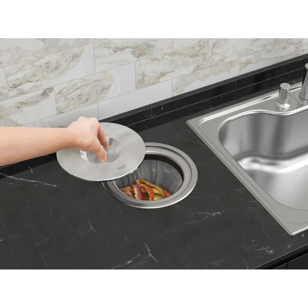 Lixeira de Embutir Tramontina Clean Round em Aço Inox com Balde Plástico 5 L