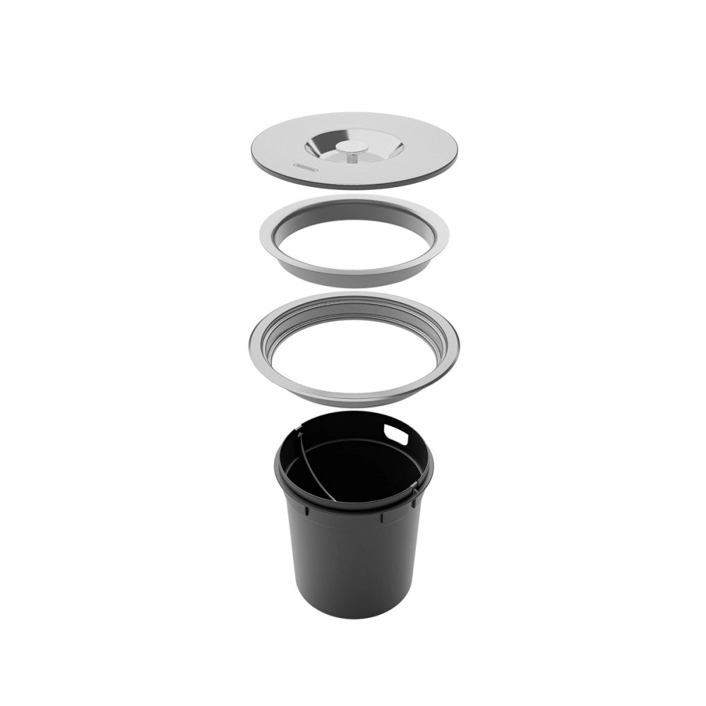 Lixeira de Embutir Tramontina Clean Round em Aço Inox com Balde Plástico 5 L