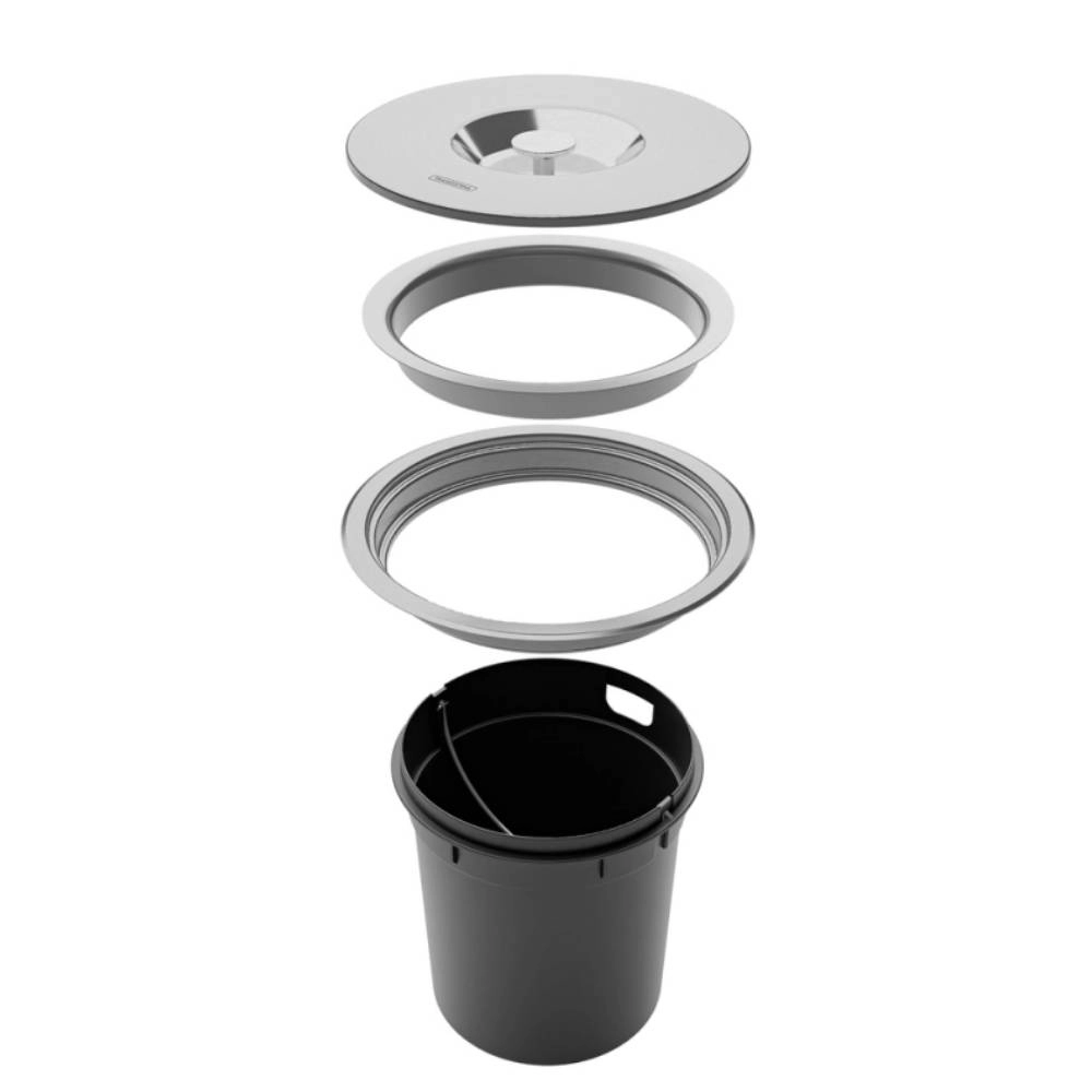 Lixeira de Embutir Tramontina Clean Round em Aço Inox com Balde Plástico 5 L