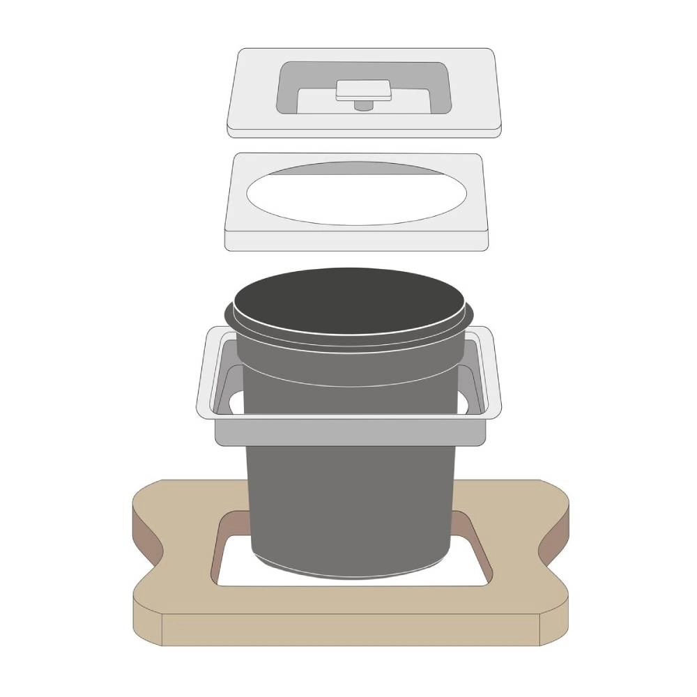 Lixeira de Embutir Tramontina Clean Square em Aço Inox com Balde Plástico 5 L