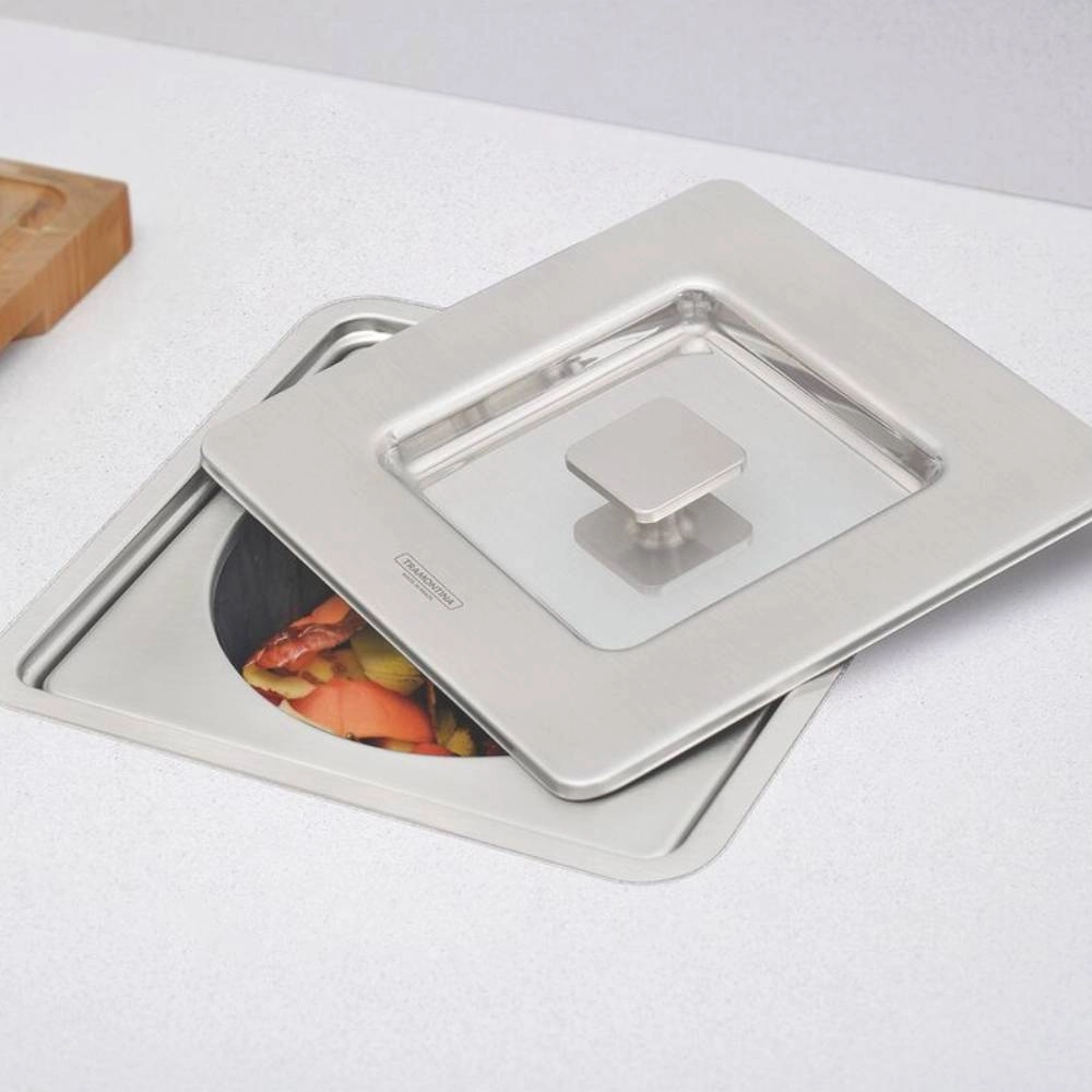 Lixeira de Embutir Tramontina Clean Square em Aço Inox com Balde Plástico 5 L
