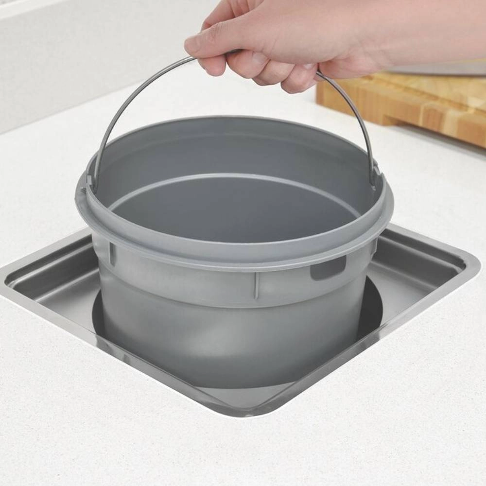 Lixeira de Embutir Tramontina Clean Square em Aço Inox com Balde Plástico 5 L