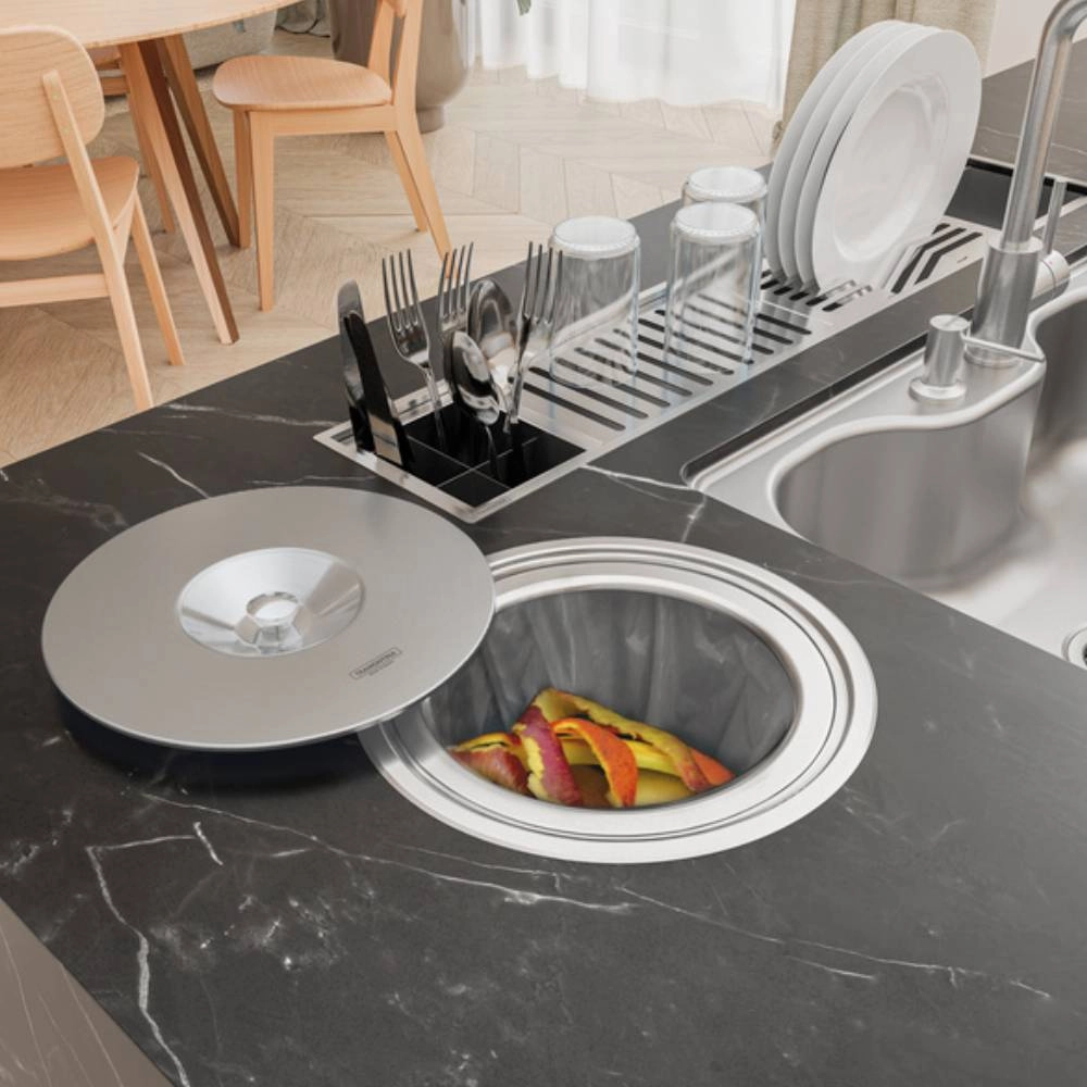 Lixeira Tramontina  Inox de Embutir Clean 8L