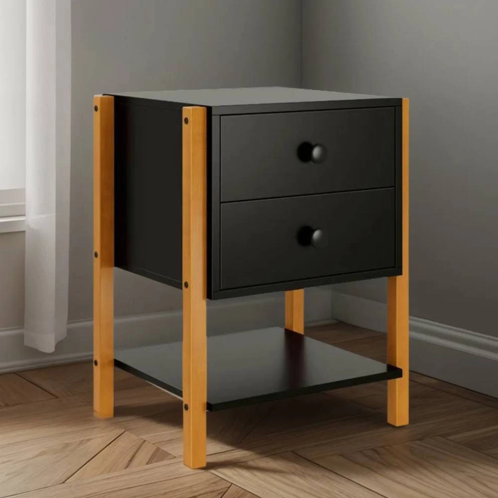 Mesa De Cabeceira Magali 46 Preto - 60x46x40cm Mesa De Cabeceira Magali 46 Preto - 60x46x40cm