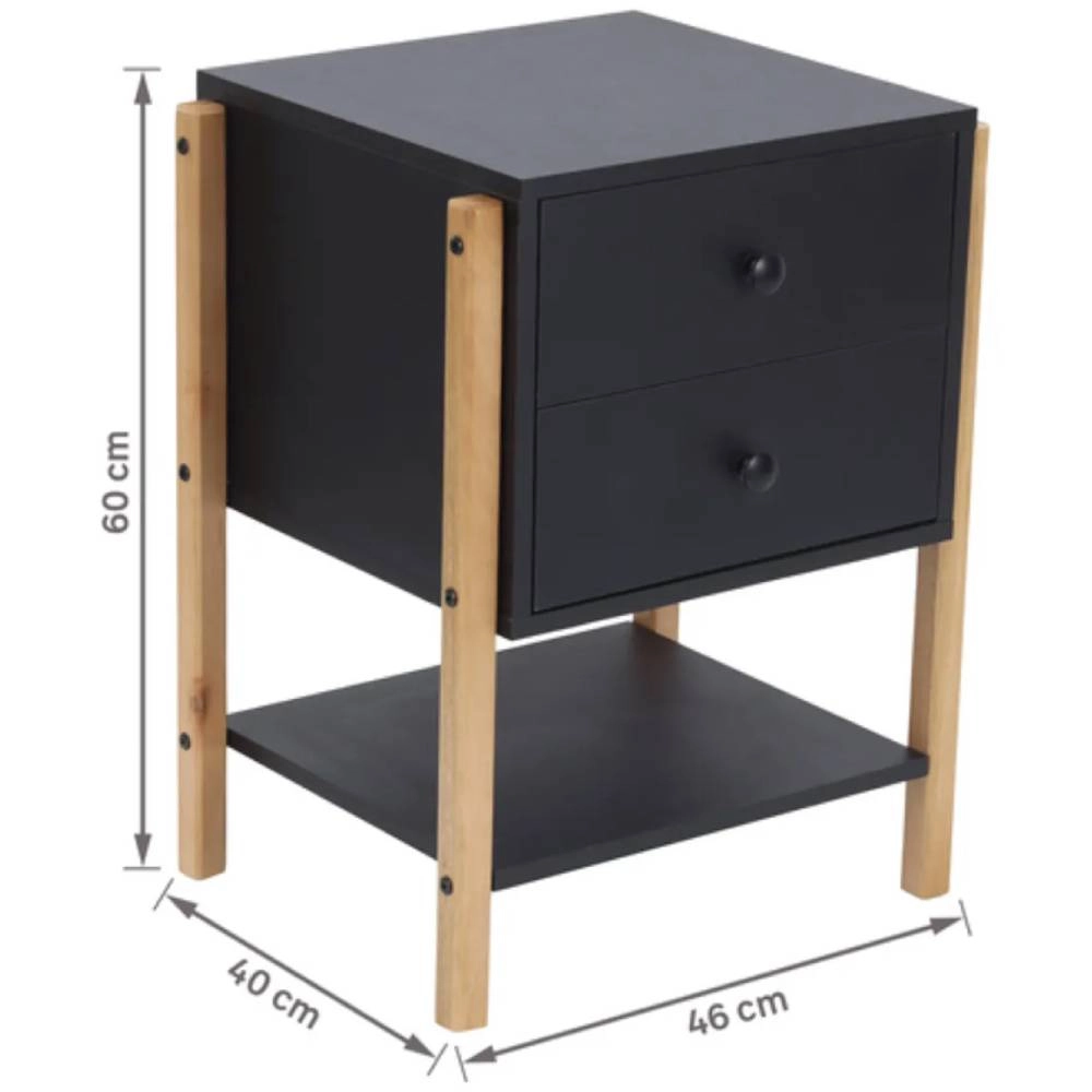 Mesa De Cabeceira Magali 46 Preto - 60x46x40cm Mesa De Cabeceira Magali 46 Preto - 60x46x40cm