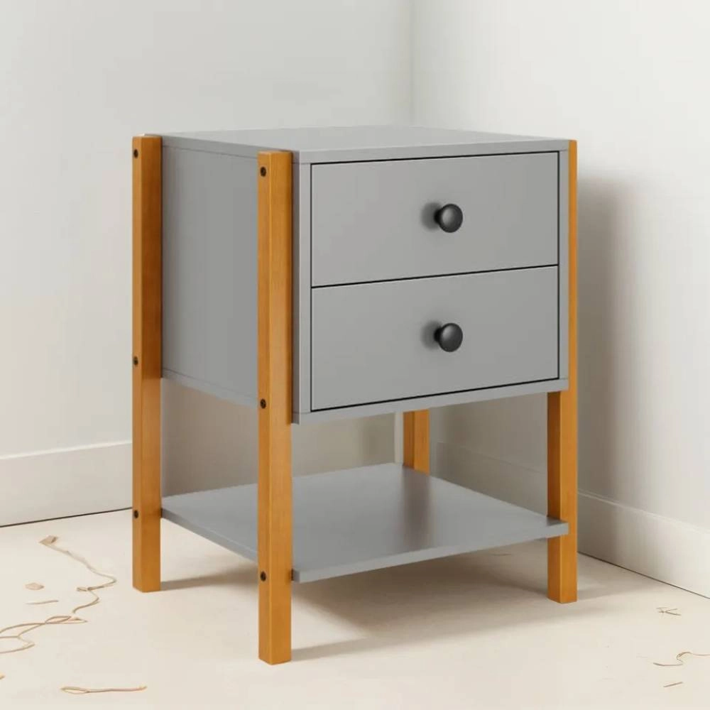 Mesa De Cabeceira Magali 46 Madeira Cinza - 60x46x40cm