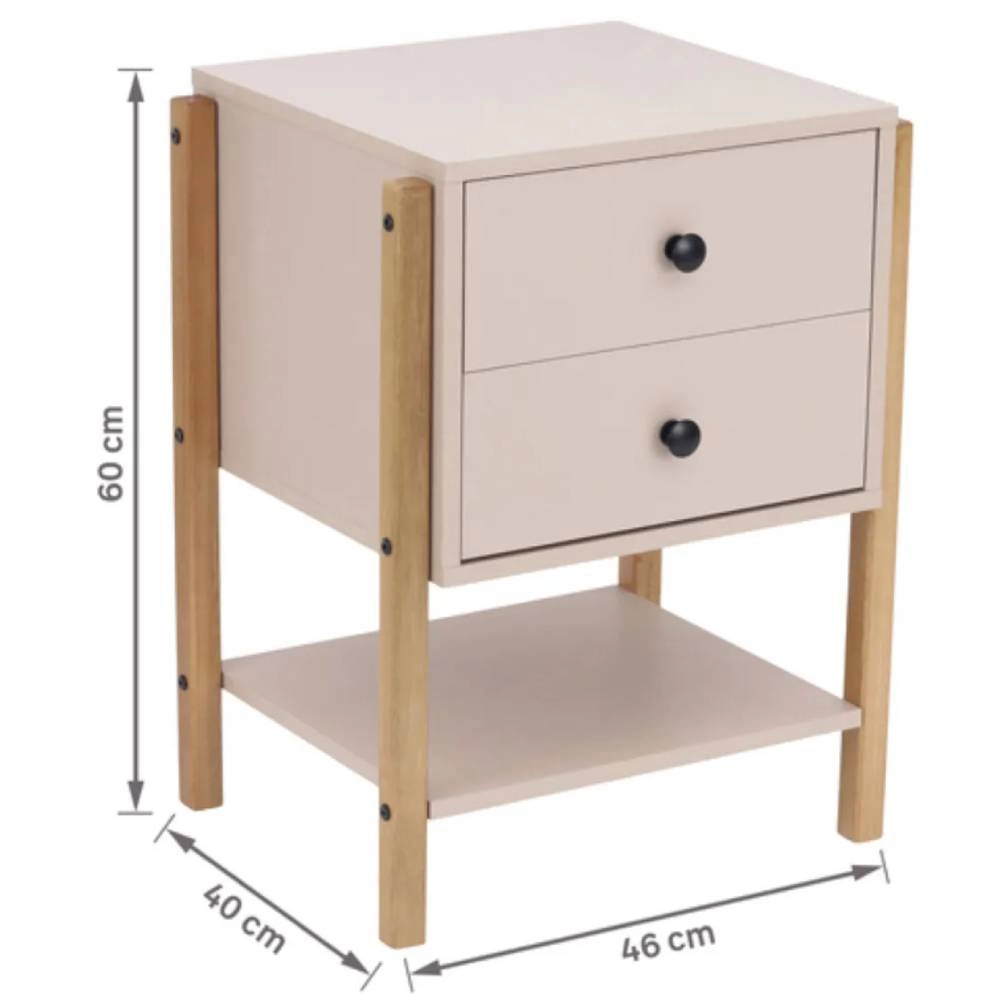 Mesa De Cabeceira Magali 46 Rosa Sal- 60x46x40cm