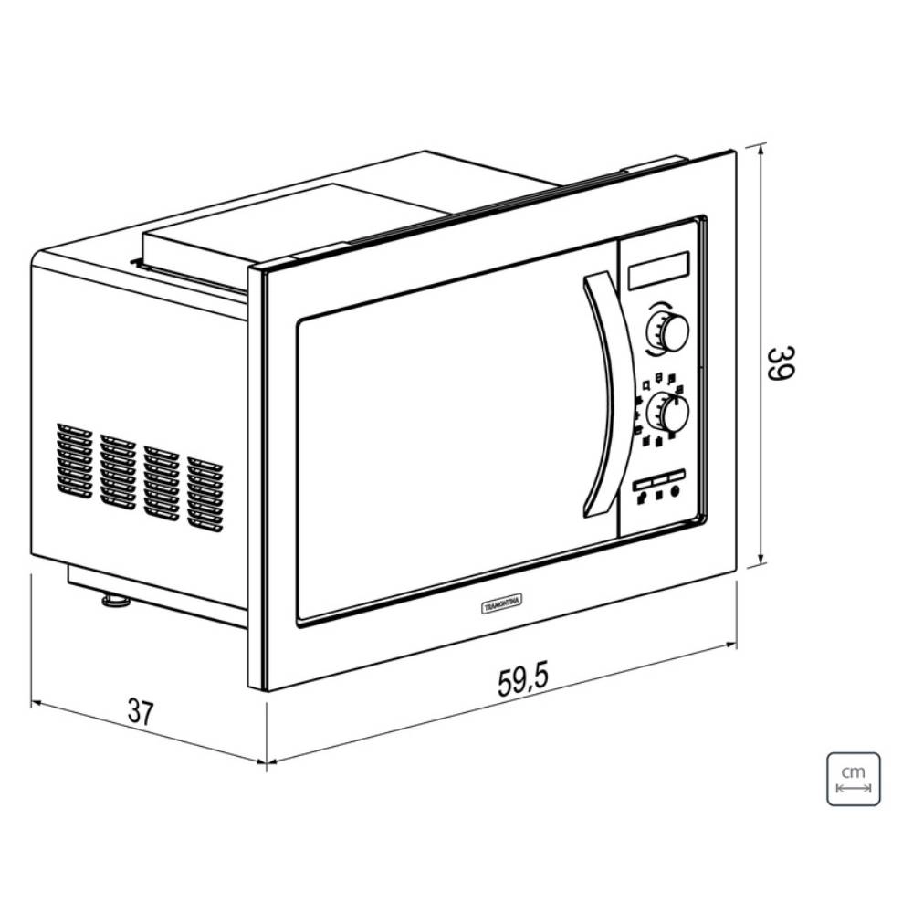 Micro-ondas de Embutir Tramontina Inox 60 25 L em Aço Inox com Acabamento Acetinado 8 Funções 220 V