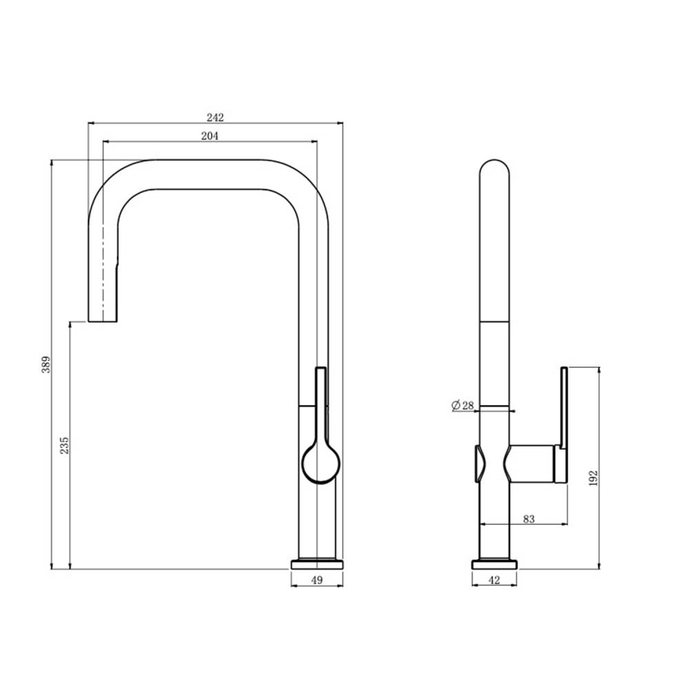 Misturador G Monocomando Movel Extensível Doha Preto Fosco