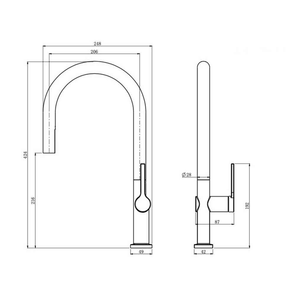 Misturador G Monocomando Movel Extensível Santa Marta Aço Escovado 